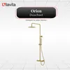 A gold shower set is displayed against a grid-like background. Produktbild-Vorschau