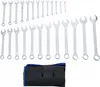 A set of wrenches laid out on a white background, with a black and blue roll-up storage bag at the bottom. Náhled obrázku produktu