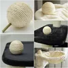 Collage of images showing a sisal ball for a cat tree, with close-ups and examples of its use. Produktbild-Vorschau