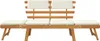 A wooden garden bench with white cushions, shown against a white background. Náhľad obrázku produktu