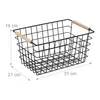 Relaxdays Drahtkorb, 2er Set, Metall, Holzgriffe, HxBxT 16 Produktbild-Vorschau 4