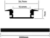 2m Schwarze LED Aluprofil Alu Schiene T Profil Kanal System Produktbild-Vorschau 3