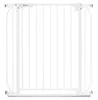 A white metal baby safety gate is shown against a white background. Voir les images du produit