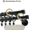 Close-up of a double curtain rod with rings and clips, highlighting its features. Produktbild-Vorschau
