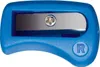 A blue pencil sharpener with a silver blade, shown from a top-down angle against a white background. Náhľad obrázku produktu