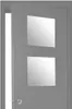A gray door with two square windows and a silver doorknob. Náhled obrázku produktu
