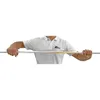 A person wearing a white polo shirt with a logo is holding a white and yellow cable channel. Produktbild-Vorschau