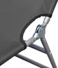 A close-up view of the joint mechanism and fabric of a gray folding lounger. Podgląd zdjęcia produktu
