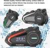 Three motorcycle Bluetooth headsets are displayed with water splashes in the background. Náhled obrázku produktu