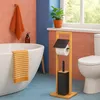 Relaxdays WC Garnitur, HxBxT: 76,5 x 28 x 18 cm, Bambus & Produktbild-Vorschau 3