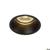 A black recessed spotlight with a yellow light source inside, set against a white background. Produktbild-Vorschau