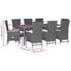 vidaXL 9-tlg. Garten-Essgruppe mit Kissen Schwarz Poly Produktbild-Vorschau 5