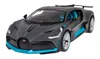 A gray Bugatti Divo model car with blue accents, shown from a three-quarter front angle on a white background. Produktbild-Vorschau