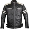 Motorrad Retro Lederjacke Schwarz / Weiß Racing Biker Jacke Produktbild-Vorschau 1