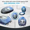 A collage of images showcasing a toilet seat with a soccer ball design from various angles. Náhled obrázku produktu