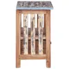 A rustic wooden nightstand with a slatted front and a distressed blue top. Náhled obrázku produktu