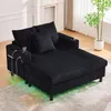 Abrihome chaise longue in velluto con cuscini e schienale, Anteprima dell’immagine prodotto 2