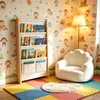 Relaxdays boekenrek met 7 stoffen zakken, voor wandmontage, Productafbeelding-voorbeeld 5