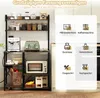 A kitchen shelf unit filled with various kitchen appliances and items, with a graphic overlay highlighting different kitchen categories. Náhled obrázku produktu