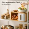 Praknu Boîte à pain grande en bois avec porte coulissante - Voir les images du produit 4