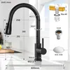 Grifo de cocina extensible, color negro, acero inoxidable Vista previa de la imagen del producto 4