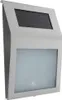 A silver solar-powered house number light with a solar panel at the top and a frosted light panel below. Podgląd zdjęcia produktu