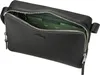 A black Lacoste body bag is shown with its main compartment open. Voir les images du produit