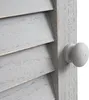 A close-up view of a gray wooden shutter with a round knob on the right side. Náhled obrázku produktu
