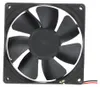 A close-up, front-facing view of a black computer fan with seven blades, mounted in a black square frame. The fan is isolated on a white background. Náhled obrázku produktu
