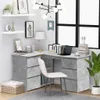 A home office setup with a corner desk, chair, and shelves. Podgląd zdjęcia produktu