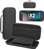 A collage of images showing a black protective case for a Nintendo Switch console, the console itself, and the interior of the case. Náhľad obrázku produktu