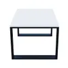 A white coffee table with black legs and a shelf underneath, isolated on a white background. Produktbild-Vorschau