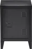 A black metal nightstand with a door and ventilation slits. Produktbild-Vorschau