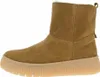 A side view of a single brown suede boot with a thick, light-colored sole. Voir les images du produit