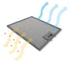A diagram showing air flowing through a metal mesh filter, with particles being trapped. Anteprima dell’immagine prodotto