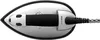 Top-down view of a white and black steam iron with a power cord attached. Produktbild-Vorschau