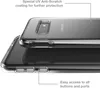 A close-up view of two transparent phone cases, one stacked on top of the other, showcasing their features. Produktbild-Vorschau