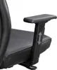 A close-up view of the armrest of a black office chair, highlighting its adjustable height feature. Voir les images du produit