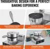 Collage of four images showcasing features of a commercial waffle maker. Náhled obrázku produktu