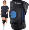 A woman is shown running while wearing a knee brace, with a close-up of the knee brace next to her. Produktbild-Vorschau