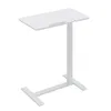 A white, adjustable height desk or laptop stand is shown against a white background. Voir les images du produit