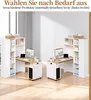 Two identical desk setups are shown in a room, with text overlay indicating choice. Produktbild-Vorschau