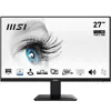 A black MSI monitor with a large eye graphic on the screen, displaying various feature icons and text. Produktbild-Vorschau