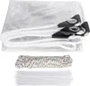 A clear tarp with grommets, rope, and zip ties laid out on a white background. Náhled obrázku produktu