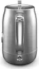 A close-up, studio shot of a silver electric kettle. Voir les images du produit