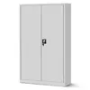A light gray metal cabinet with two doors and a lock is presented against a white background. Podgląd zdjęcia produktu