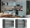 A collage showing a modern kitchen setup and two wall cabinets. Anteprima dell’immagine prodotto
