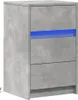 A standalone nightstand with a concrete-like finish and blue LED lighting. Produktbild-Vorschau