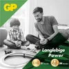 A father and son are playing with a toy train set. Produktbild-Vorschau