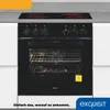A black built-in oven with a glass door and a stovetop with red heating elements, set into a kitchen counter. Produktbild-Vorschau